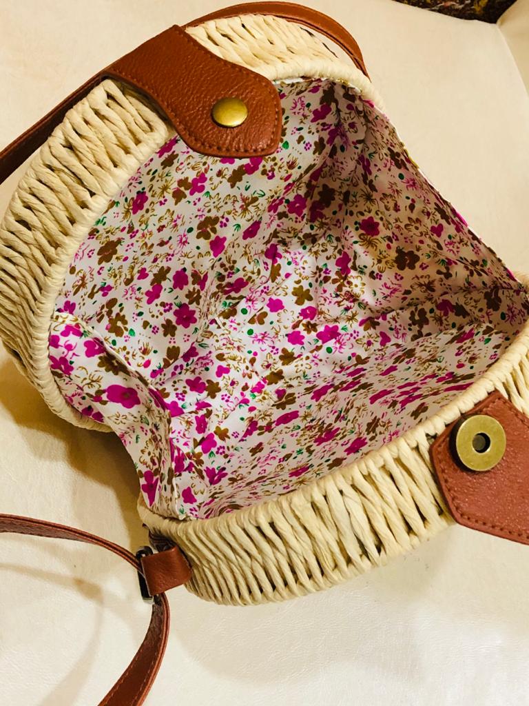 THE ROUND SHAPE BAMBOO ARMY SLING BAG FOR WOMEN -SKBSSQ001R