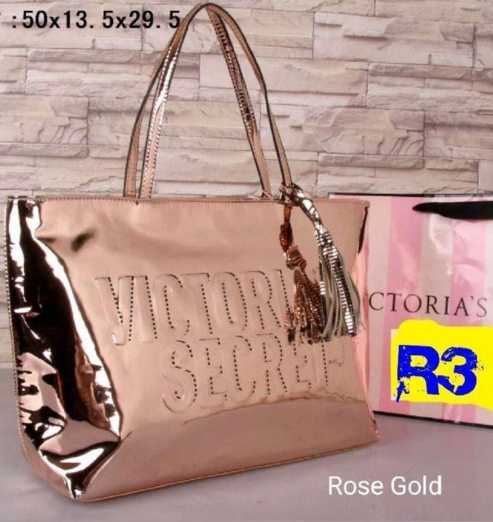 ROSE GOLD TRENDY SHINY ELEGANT HAND BAG FOR WOMEN -ANKISB001RG