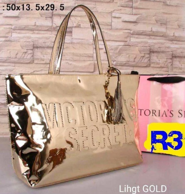 LIGHT GOLD TRENDY SHINY ELEGANT HAND BAG FOR WOMEN -ANKISB001LG