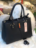THREE COMPARTMENT HANDBAG AND SHOULDER BAG WITH  LONG BELT AND CLASSY  LOCK  -SHARA001I