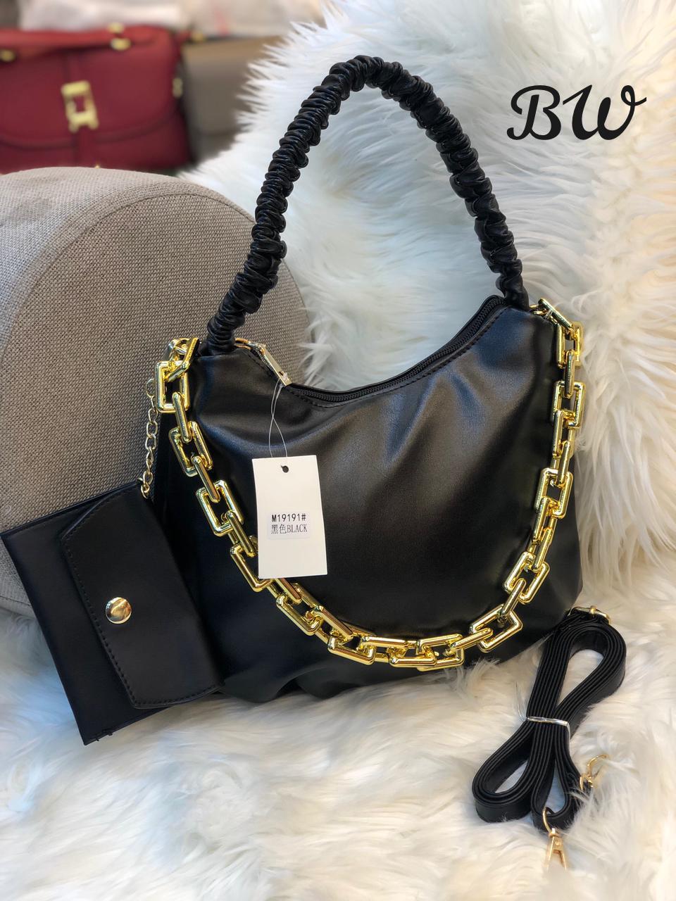 ELEGANT SHOULDER BAG HANDBAG AND SLING WITH  LONG BELT AND SMALL POUCH -SHARA001BP