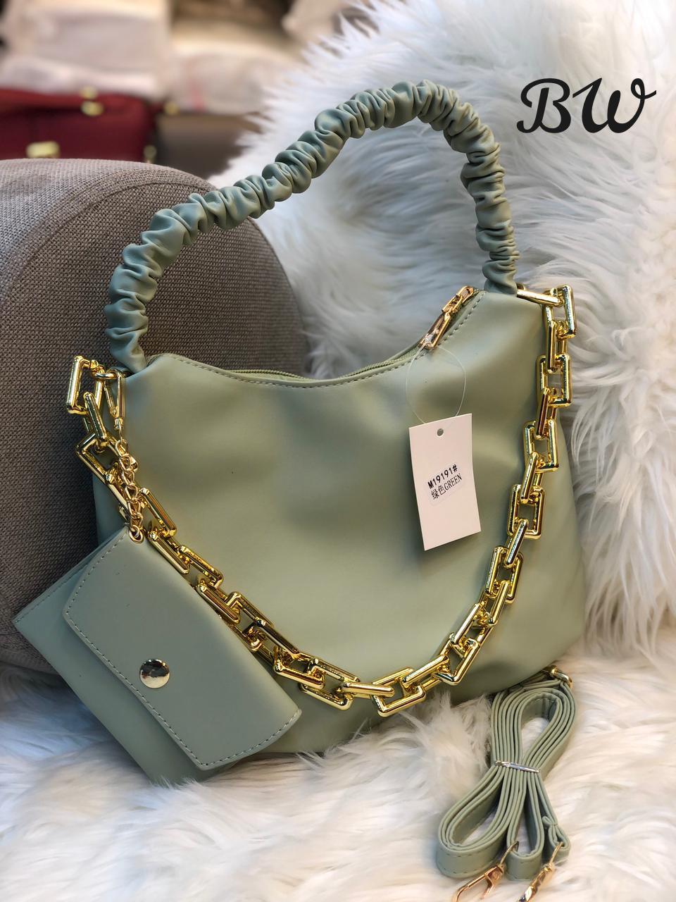ELEGANT SHOULDER BAG HANDBAG AND SLING WITH  LONG BELT AND SMALL POUCH -SHARA001BP