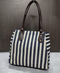 BLACK AND WHITE STRIPES , Jacquard 3 partition Tote for Women-SAHARA001F