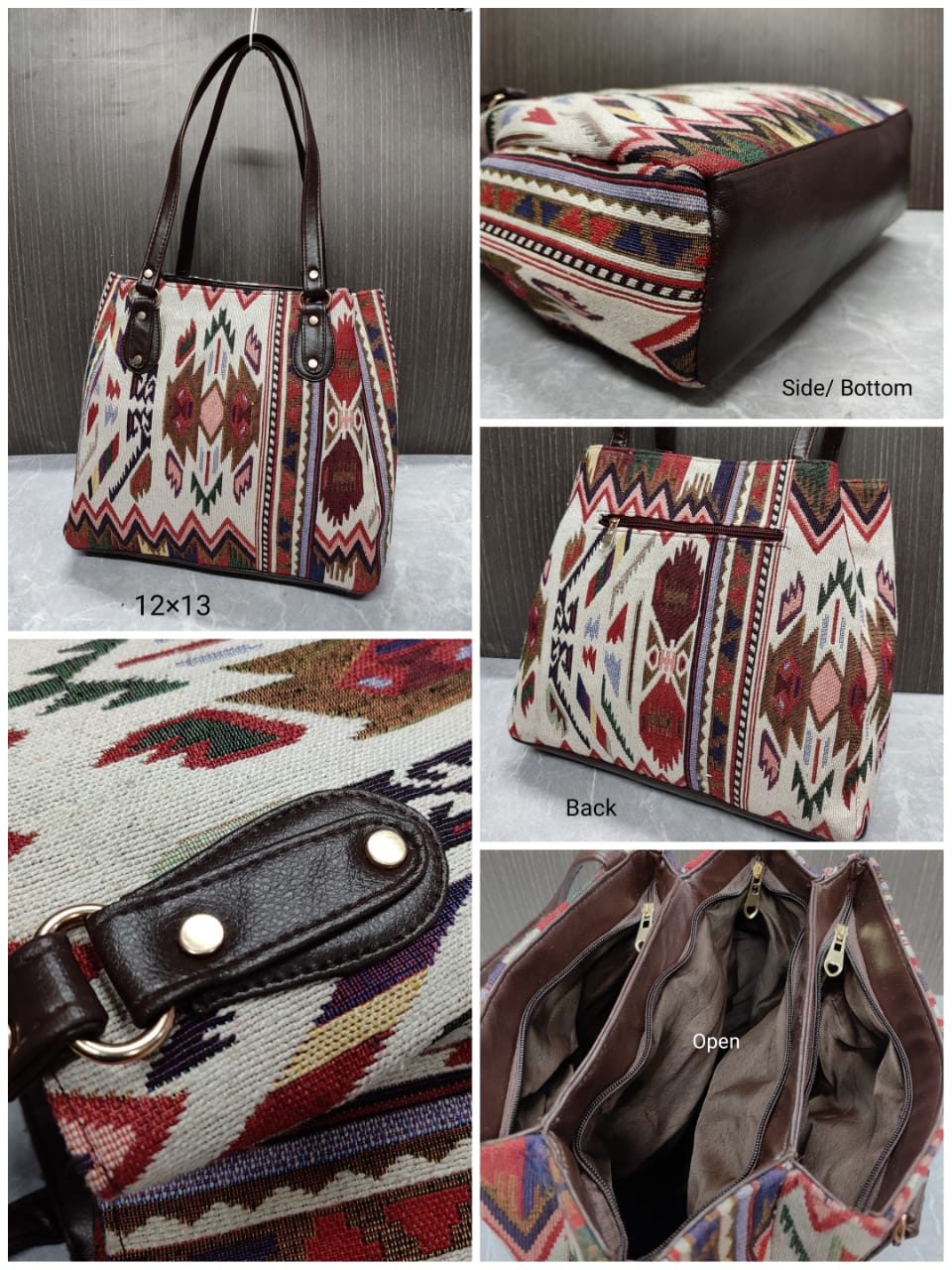 Jacquard 3 partition Tote for Women-SAHARA001A