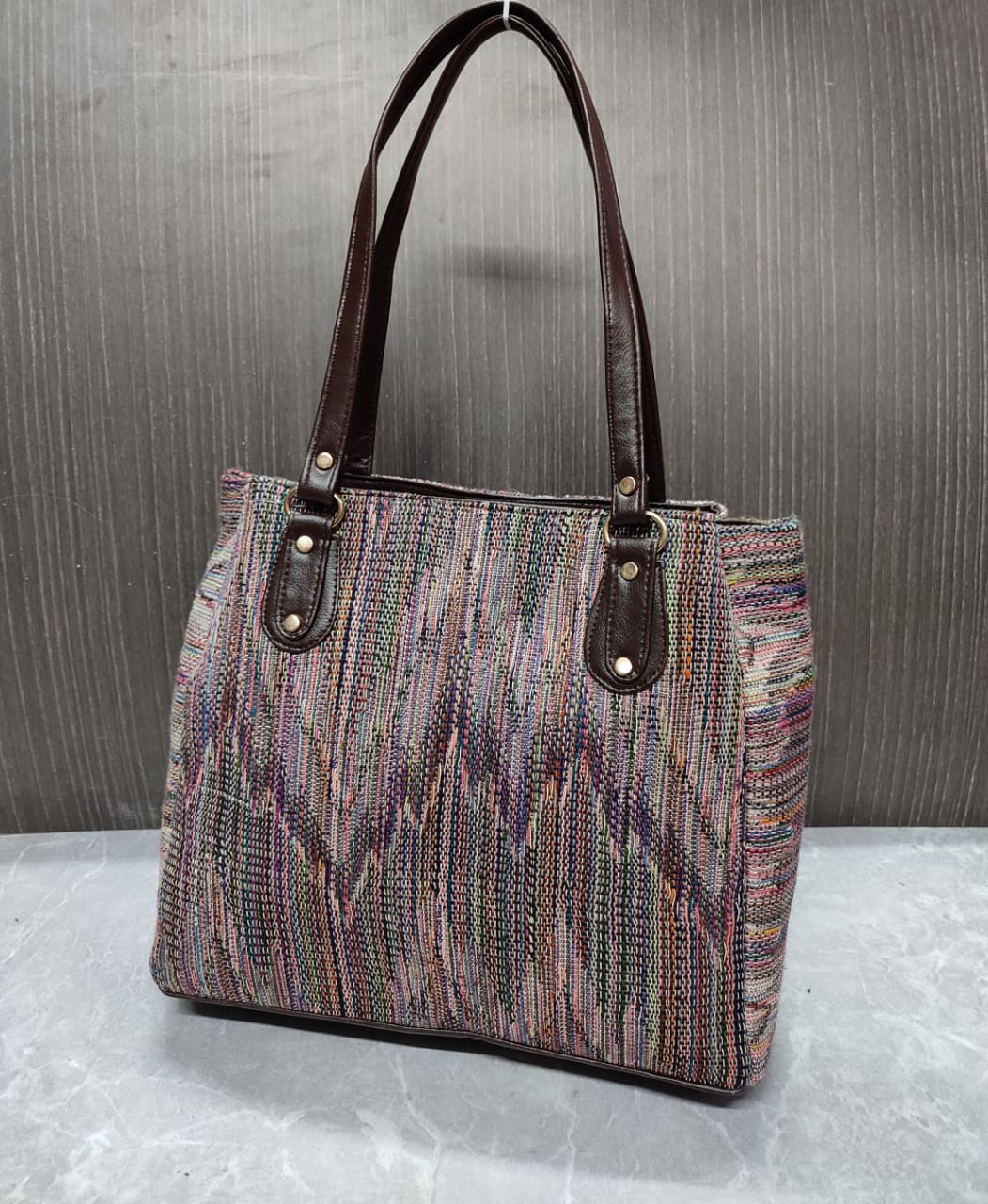 GREY SHADE, Jacquard 3 partition Tote for Women-SAHARA001D