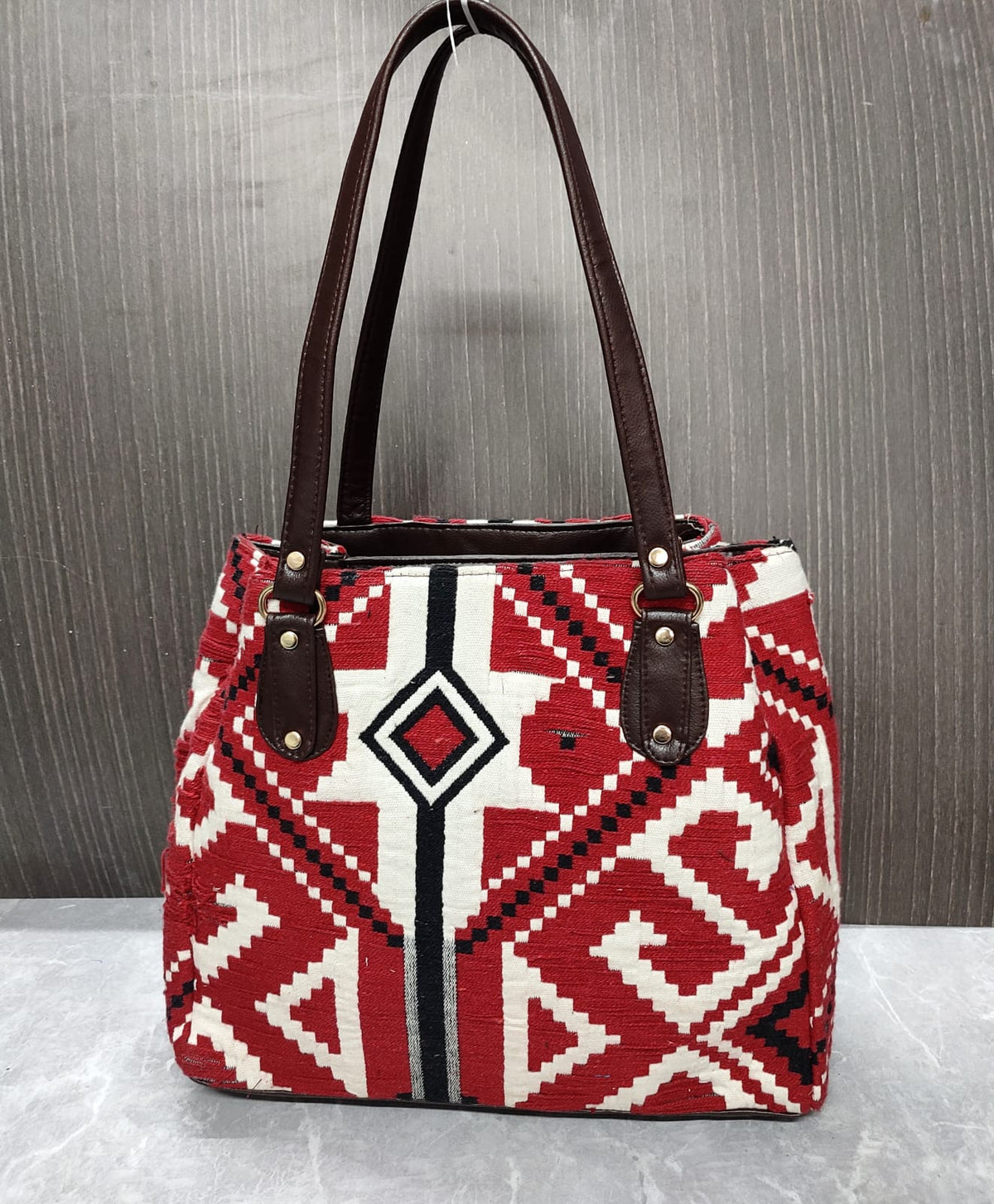 MAROON  , Jacquard 3 partition Tote for Women-SAHARA001C