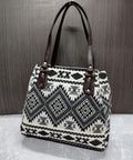 BLACK & WHITE , Jacquard 3 partition Tote for Women-SAHARA001B