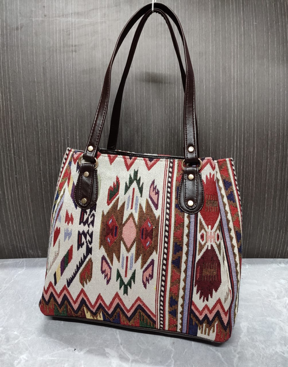 Jacquard 3 partition Tote for Women-SAHARA001A