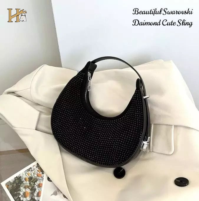 Beautiful Designer & Stylish Swarovski Daimond Sling Bag With Adjustable handle -RAJA001SS