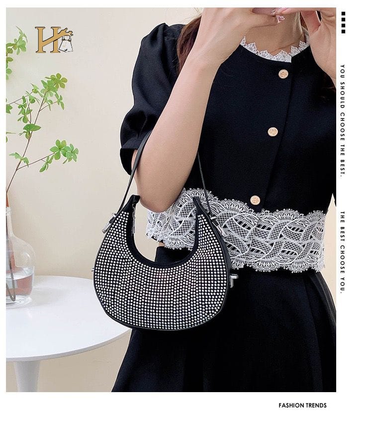 Beautiful Designer & Stylish Swarovski Daimond Sling Bag With Adjustable handle -RAJA001SS