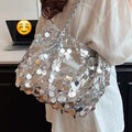 Silver Premium Fancy Sequins Tote for women -SC001FT
