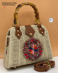 Cream Love ,Traditional Boho Style Rattan Sling Bag for women -MK001RBD