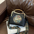 Black Elephant Design Premium Sling Bag with Adjustable Long Broad Belt-RITU001EBD