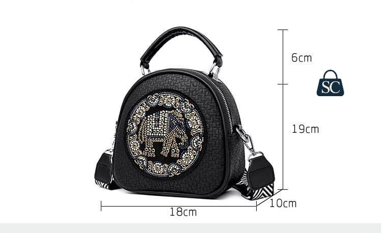 Black Elephant Design Small Sling Bag for women -SC001BE
