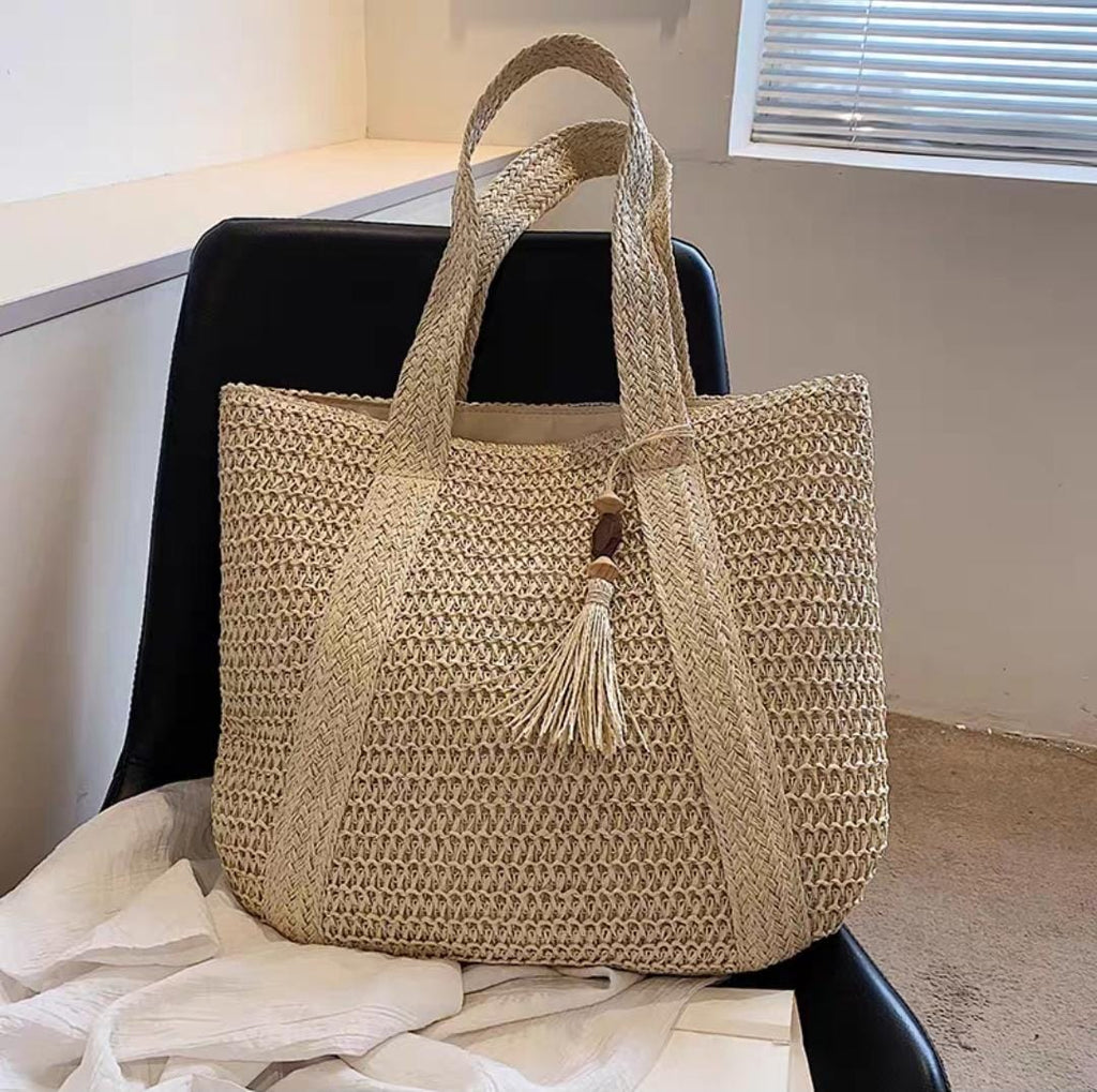 Straw Beach Bag Summer Woven Tote Bag with Tassels -SC001SB