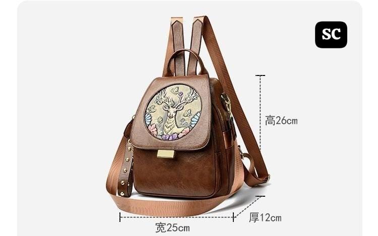 Deep Brown shade Deer Design Beautiful Backpack for Women -SC001BPDBR