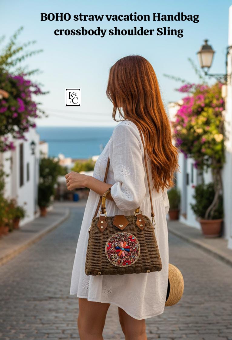 Brown Lily , Brown Traditional Boho Style Rattan Sling Bag for women -MK001RBC