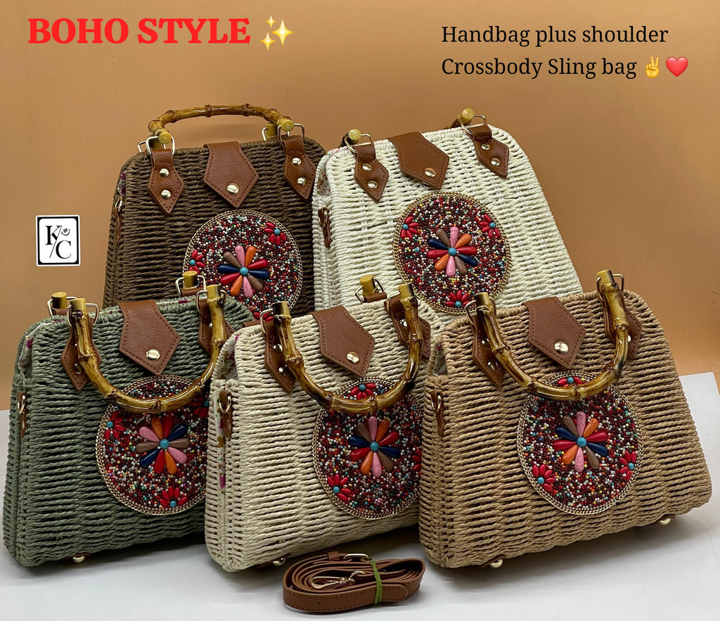 Brown Lily , Brown Traditional Boho Style Rattan Sling Bag for women -MK001RBC