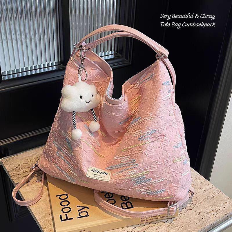 Beautiful  Classy TOTE BAG Cum Backpack With Beautiful Keychain-GUP001WBP