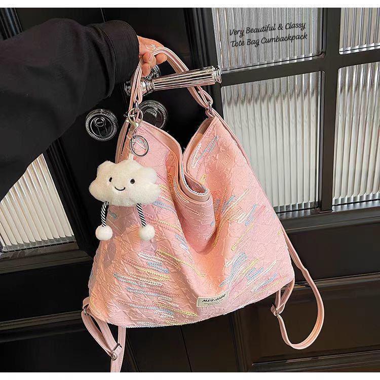 Beautiful  Classy TOTE BAG Cum Backpack With Beautiful Keychain-GUP001WBP